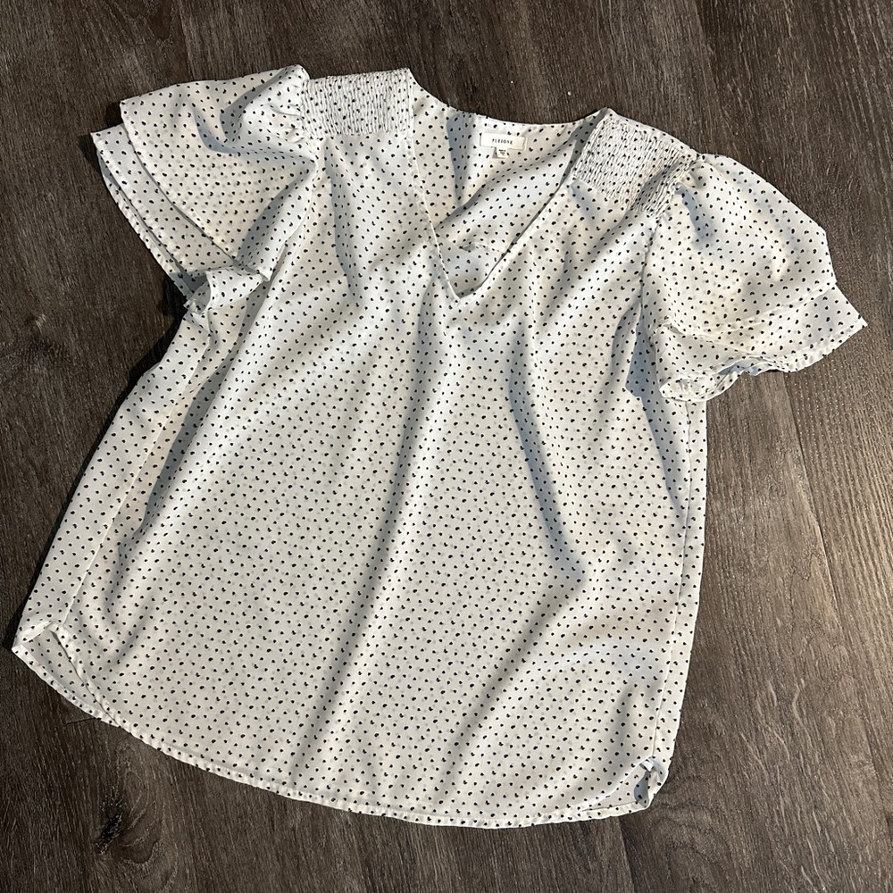 Pleione White + Black Floral Top